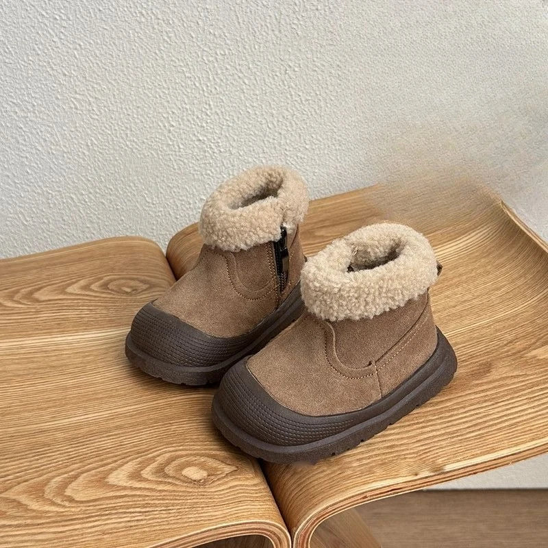 Soft Leather Children's Snow Boots for Baby Toddler Warm Fleece Lined Winter Outdoor Footwear Toddler Boots for Little Kids
