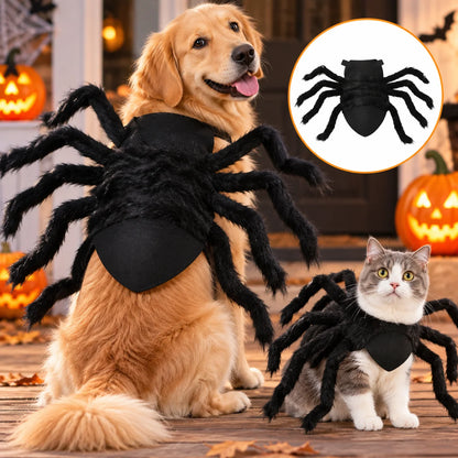 Halloween Pet Spider Costume Funny Realistic Furry Dog Cat Clothes Cosplay Chest Back Outfit Party Costume for Small Medium Dogs