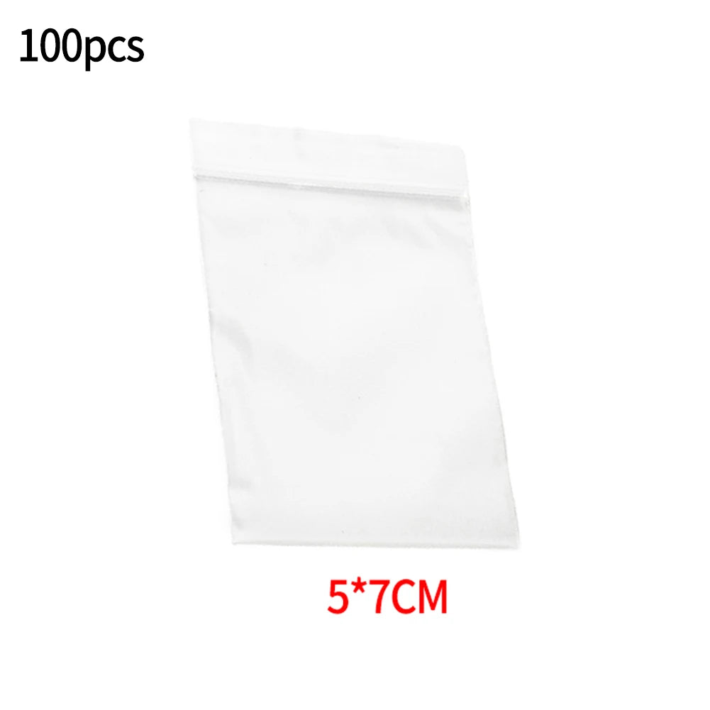100Pcs Reclosable Clear Plastic Packaging Bags Strong Poly Zip Locks Baggies Grip Self Seal Resealable Baggy For Candy Packing