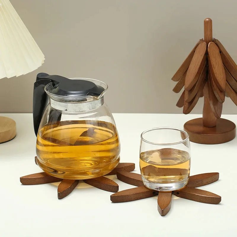 Christmas Tree Insulation Mat Solid Wood Dining Table Coaster Anti Scalding Mat Pot Mat Creative Personalized Home Decoration