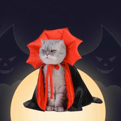 Stand-collar Halloween Pet Costume Comfortable Adjustable Cat Cosplay Cloak Soft Fabric Pet Supplies Kitten Puppy Dress Party