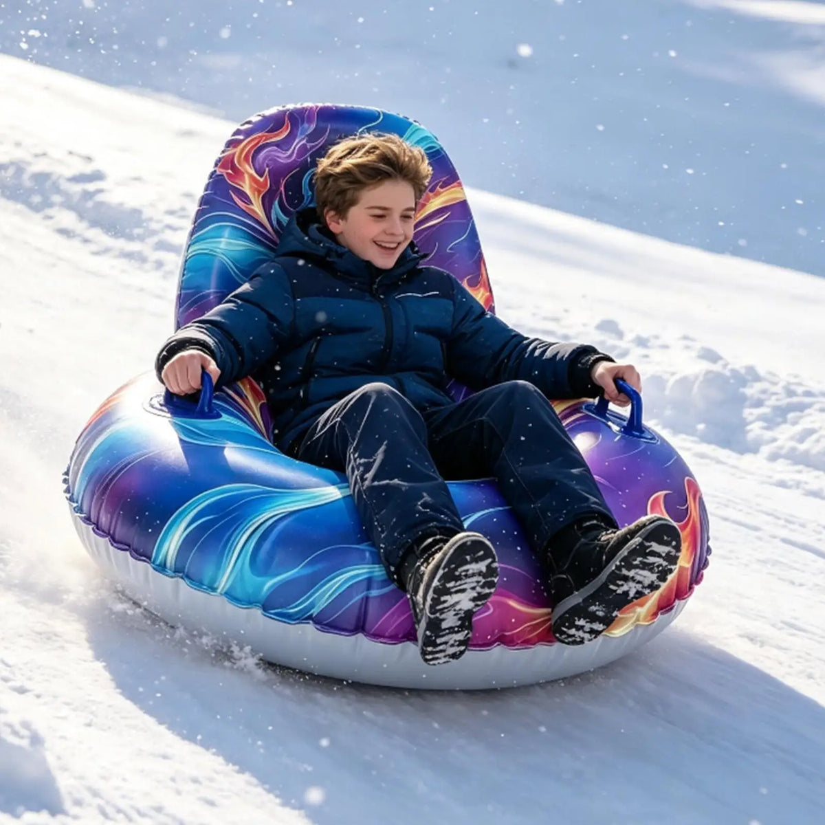 Snow Tubes For Adults Heavy Duty Cold Resistant Ergonomic Sleds Family Sledding Sports Beach Park Backyard Outdoor Winter