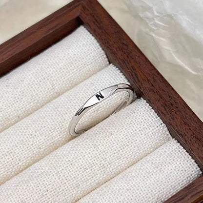 Elegant Initial Letter Alphabet Adjustable Thin Stackable Ring for Women Girl