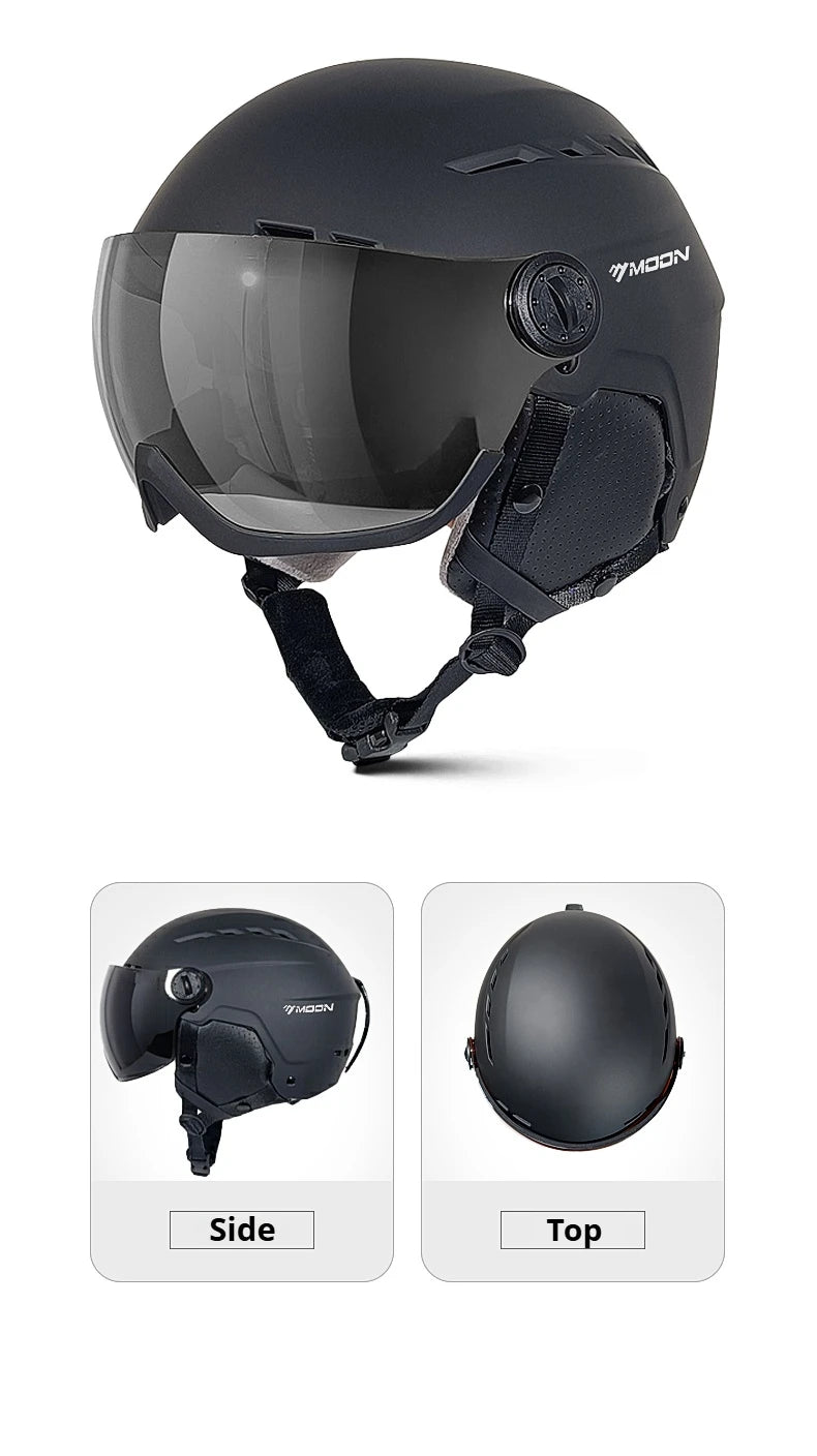 Moon Hot Selling Ski Snowboard Helmet ABS+EPS Integrated Goggle Shield Low Weight Adults Men Women Ski Helmet