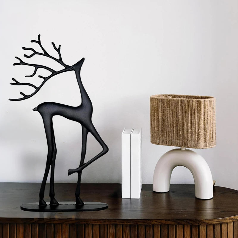 Reindeer Christmas Decor, Resin Reindeer Figurines, Modern Minimalist Xmas Sculpture, Elegant Indoor Holiday Decor