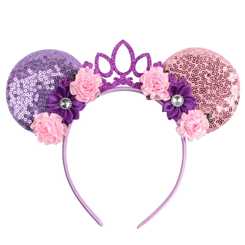 New Christmas Halloween Mouse Ears Headband Cartoon Sequin Bows Headband Birthday Party Princess Cosplay Costume For Women Adult