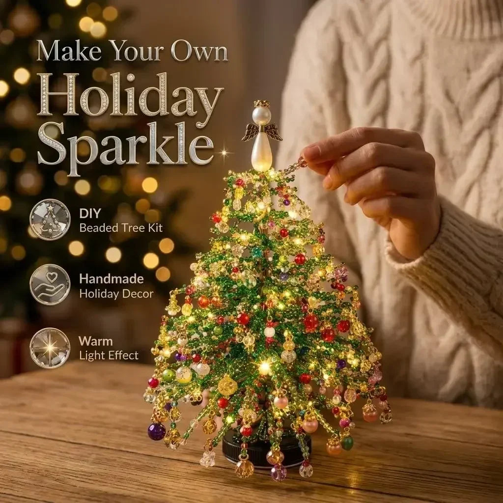 DIY Beaded Christmas Tree Kit Handmade Creative DIY Beading Project Set 3D Crystal Bead Holiday Craft Set for Women Men Home