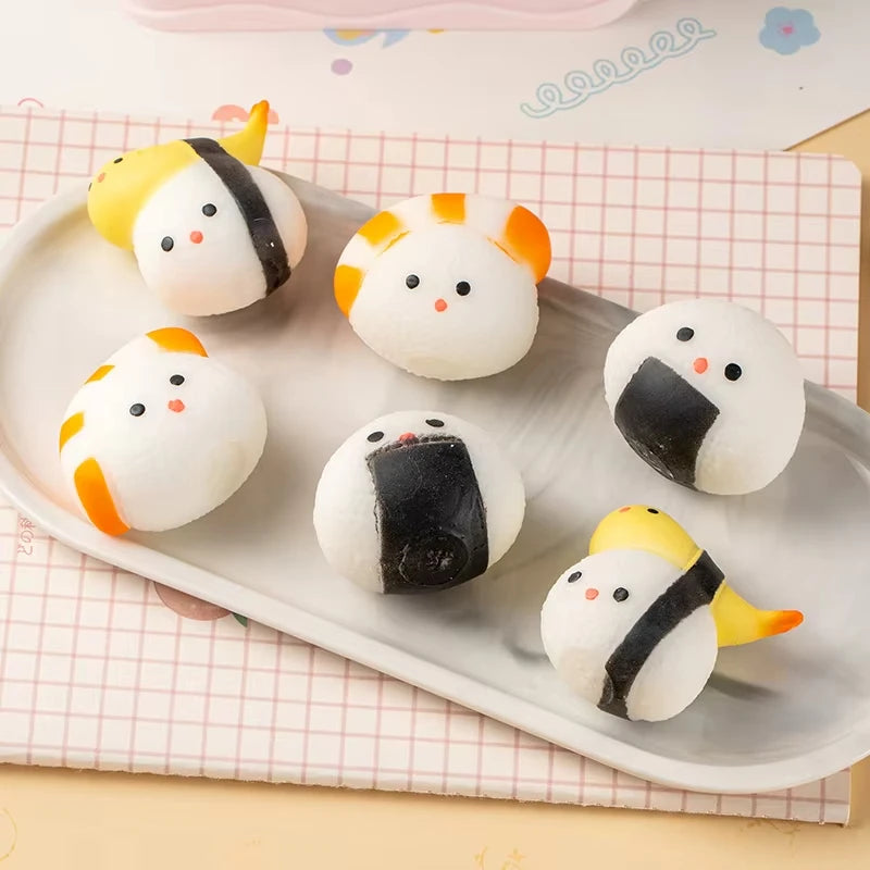 Sushi Squishy Food Simulation Toy Soft Sensory Squeeze Anti Stress Ball Mochi Squishy Abreact Vent Toy Party Gift Bag Stuffers