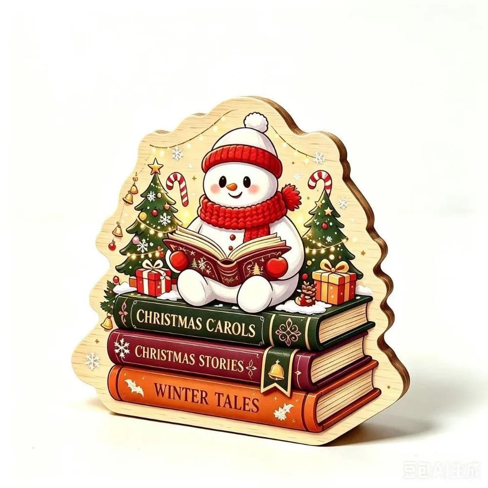 Merry Christmas Wooden Christmas Decoration Star Shape Snowman Deer Home Ornaments Rabbit Santa Claus Wall Decor New Year Gift