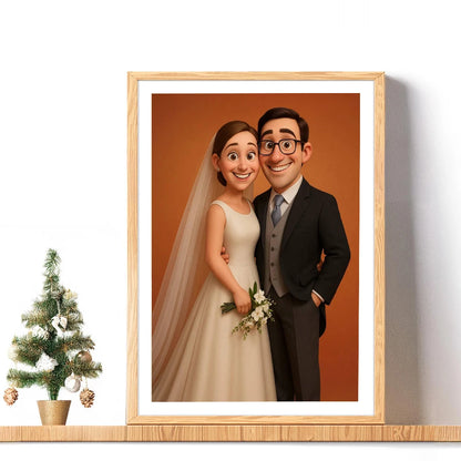 Custom Cartoon Style Portrait from Photo Personalized Cartoon Christmas Gift for Couples Family Kids - Unique Wall Art Poster