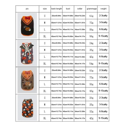 Halloween Pet Costume Funny Pumpkin and Bat Print Outfit for Small Dogs Pet Sleeveless Vest Pet Clothes Halloween Pet Vests