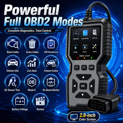 Professional Obd2 Diagnostic Tool for Heavy-Duty Vehicle Repair - Code Reader/Resetter, Supports Real-Time Data Stream, No Battery Required, Compatible with Vehicles from 1996 Onwards (Obdii/Eobd, Mode 6/8), Suitable for Mech