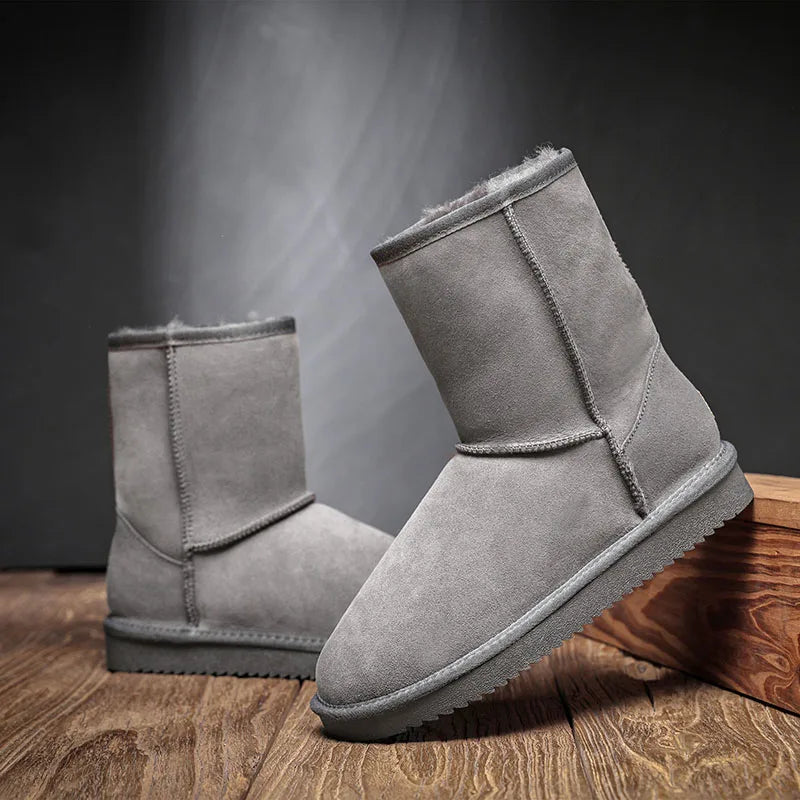 Snow Boots Men Waterproof Australia Winter Warm Shoes Non Slip Rubber Sole 100% Genuine Sheepskin Leather Big Size Wholesale