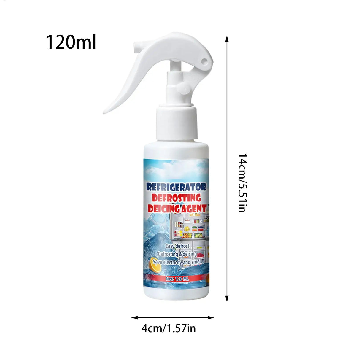 Freezer Frost Remover 100/120ml Fridge Freezer Defrosting Spray Ice Removal Spray Quickly Removes Ice Buildup Spray with Shovel