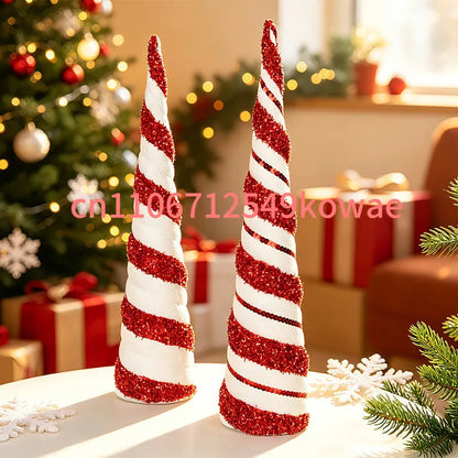 Christmas Decorations: Conical Tree Tower, Plastic V-shaped Tabletop Decoration, Window Display Coffee Shop Atmosphere