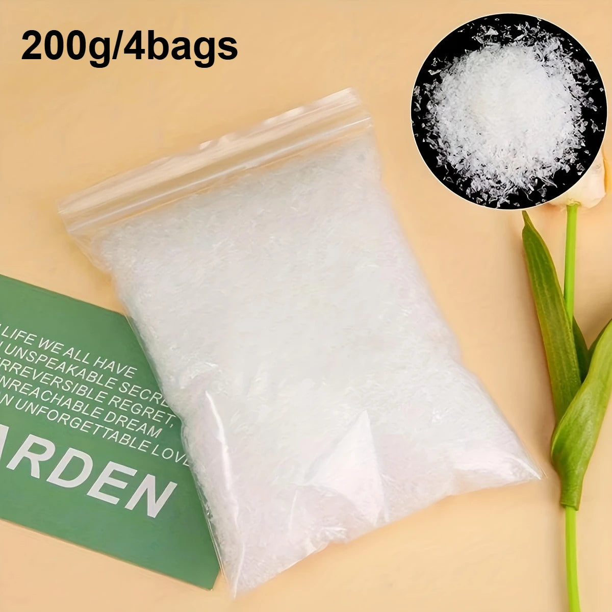 100g Artificial Snow Flakes, Fake Snow for Christmas Decor & Winter Crafts