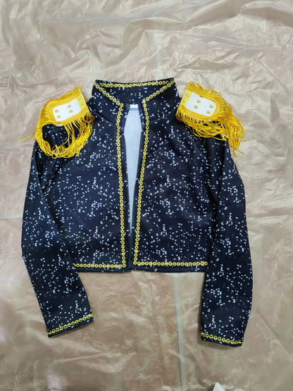 Kids Anime Cosplay Girl Costume Group Idol Singer Performance Show Black Golden Costume Child Halloween Party Clolthes Outfit