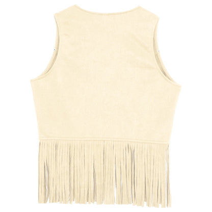Kids Girl Boy Fringed Vest for Carnival Theme Party Tassels Top Open Front Waistcoat Child Halloween Western Cowboy Costumes
