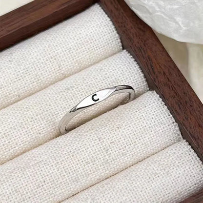 Elegant Initial Letter Alphabet Adjustable Thin Stackable Ring for Women Girl