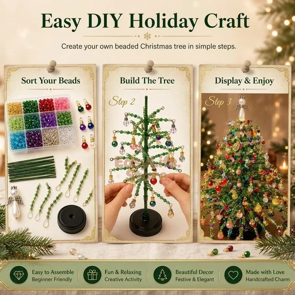 DIY Beaded Christmas Tree Kit Handmade Creative DIY Beading Project Set 3D Crystal Bead Holiday Craft Set for Women Men Home
