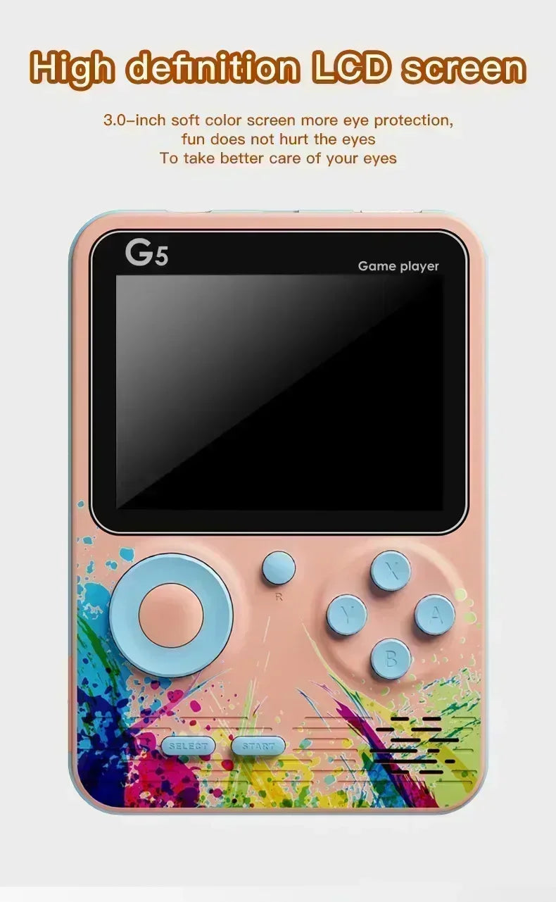 Retro G5 Portable Handheld Game Console 3 0Inch Screen 500 Classic Games Macaron Color 1020mAH Rechargeable Battery Gamepad