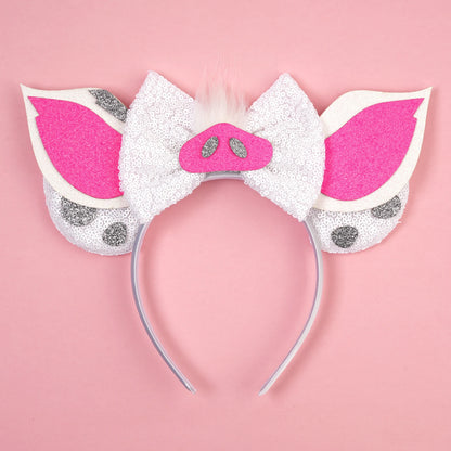 New Christmas Halloween Mouse Ears Headband Cartoon Sequin Bows Headband Birthday Party Princess Cosplay Costume For Women Adult