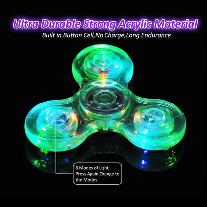 Luminous LED Light Fidget Spinner Hand Top Spinners Glow in Dark Light EDC Fidget Spinner Finger Stress Relief Toys