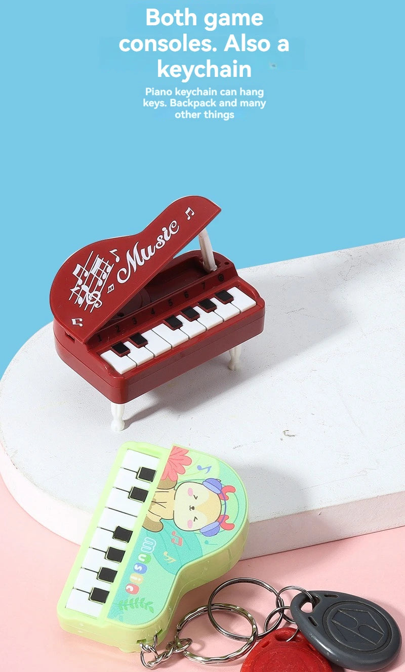 Mini Desktop Piano Keychain Cute Music Game Machine Colorful Bag Pendant Children's Educational Toy Easter Gift