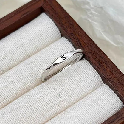 Elegant Initial Letter Alphabet Adjustable Thin Stackable Ring for Women Girl