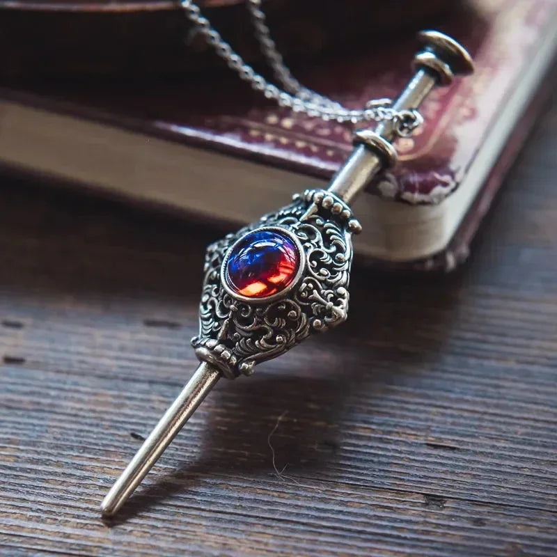 Can Open Bronze Mirror Box Pendant Women\'s Charm Retro Necklace Exquisite Handicrafts Oval Imitation Jade Jewelry Birthday Gift
