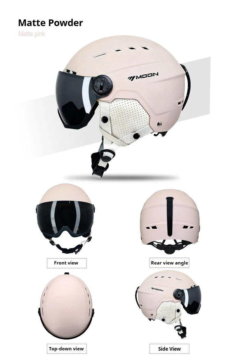 Moon Hot Selling Ski Snowboard Helmet ABS+EPS Integrated Goggle Shield Low Weight Adults Men Women Ski Helmet