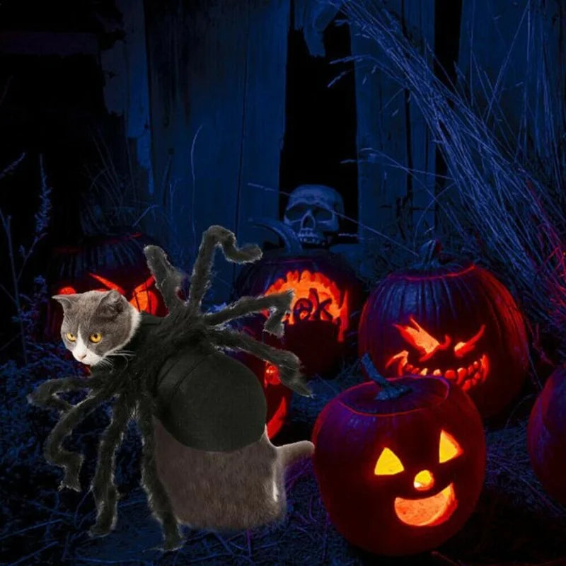 Pet Spider Costume Halloween Pet Spider Clothes Dog Cat Horror Simulation Plush Spiders Dress Up Costume