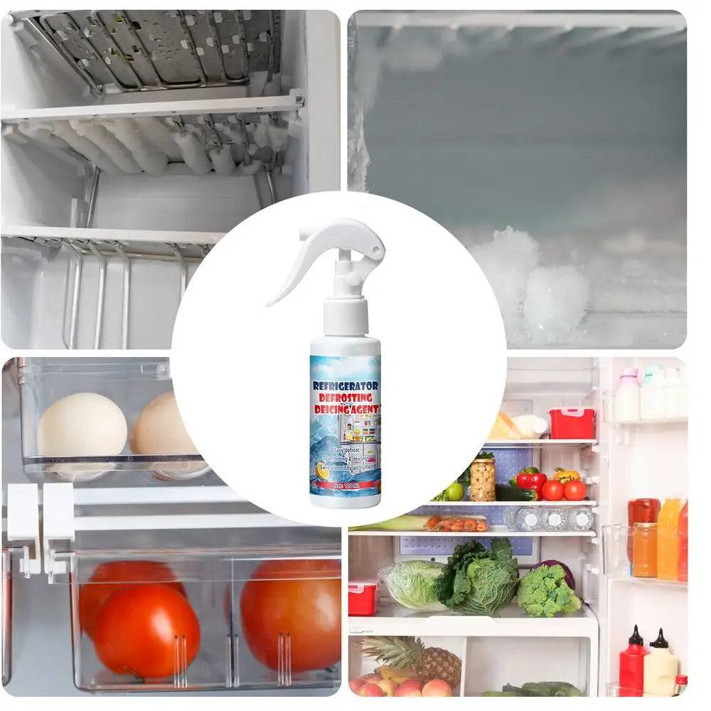 Freezer Frost Remover 100/120ml Fridge Freezer Defrosting Spray Ice Removal Spray Quickly Removes Ice Buildup Spray with Shovel