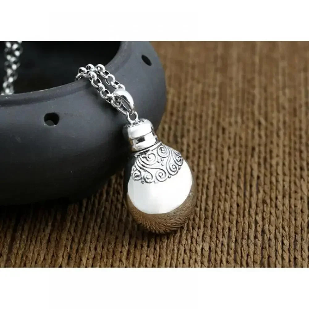 Can Open Bronze Mirror Box Pendant Women\'s Charm Retro Necklace Exquisite Handicrafts Oval Imitation Jade Jewelry Birthday Gift