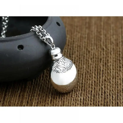 Can Open Bronze Mirror Box Pendant Women\'s Charm Retro Necklace Exquisite Handicrafts Oval Imitation Jade Jewelry Birthday Gift