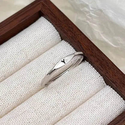 Elegant Initial Letter Alphabet Adjustable Thin Stackable Ring for Women Girl
