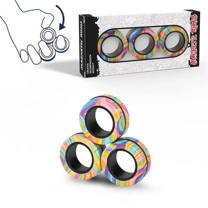 3-Piece Magnetic Ring Fidget Set – Pocket Spinner Toy