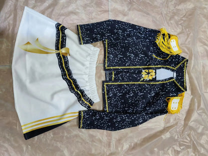 Kids Anime Cosplay Girl Costume Group Idol Singer Performance Show Black Golden Costume Child Halloween Party Clolthes Outfit