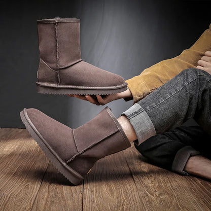 Snow Boots Men Waterproof Australia Winter Warm Shoes Non Slip Rubber Sole 100% Genuine Sheepskin Leather Big Size Wholesale