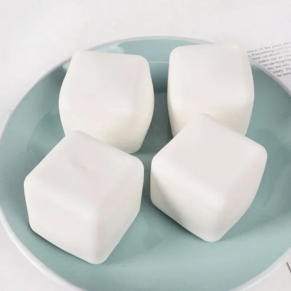 Squishy Milk White Tofu Squeeze Toy Cute White Square Sensory Stress Relief Fidget Toys Dough Ball Gifts for Adults Best Gift