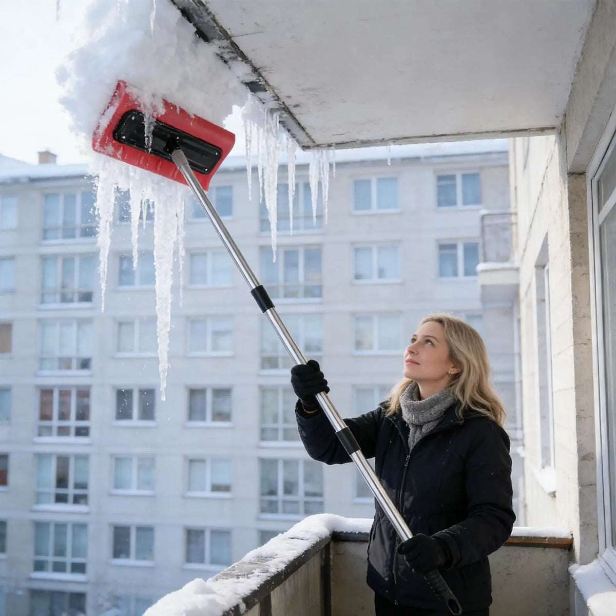 Snow Roof Rake with No-Scratch Head Foam Snow Broom Winter Snows Removal Tool Time Saving For Windshields Solar Panels