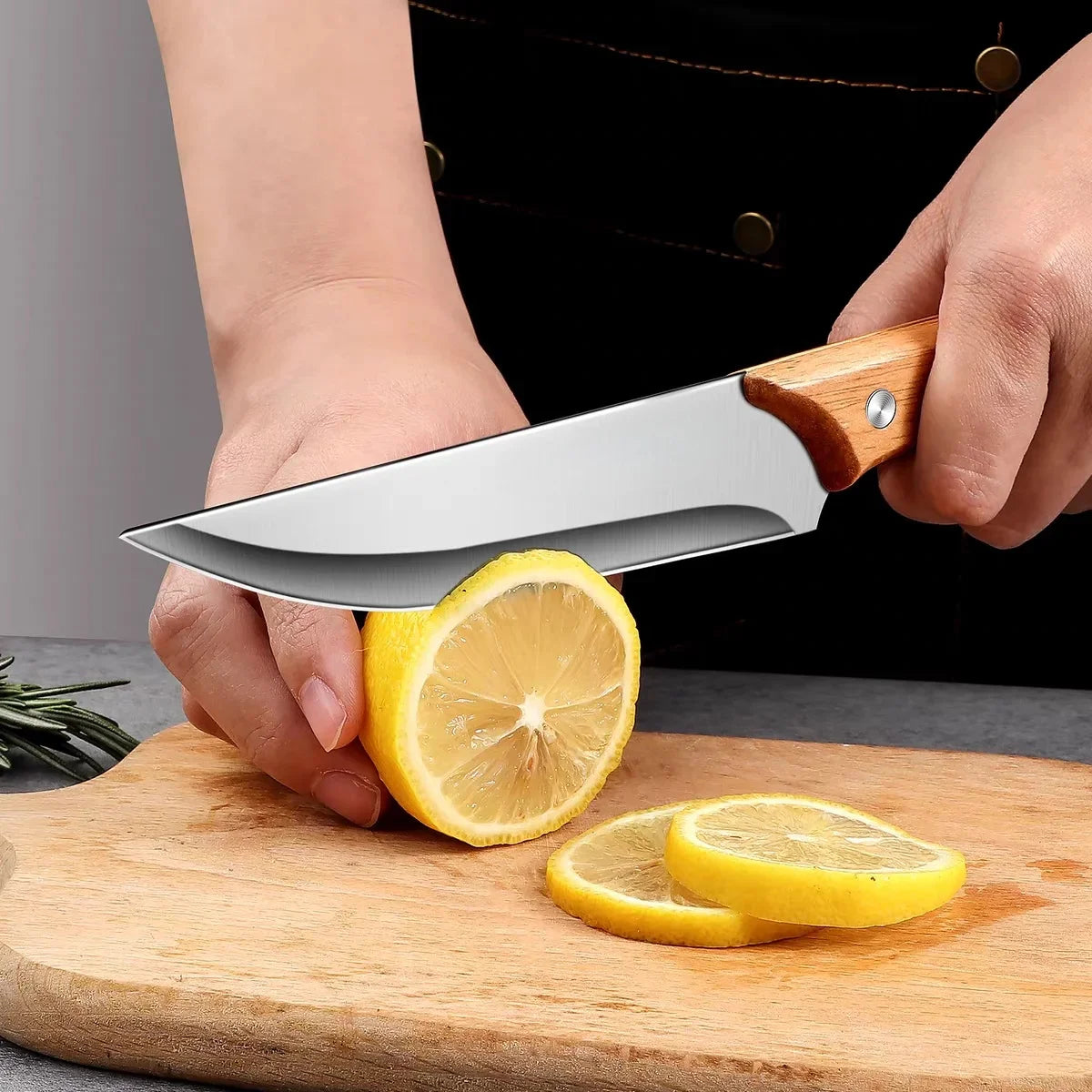 Stainless Steel Fillet Boning Knife Professional Chef's Kitchen Knife Forged Meat Cleaver Fish Slicing Knife Wooden Handle