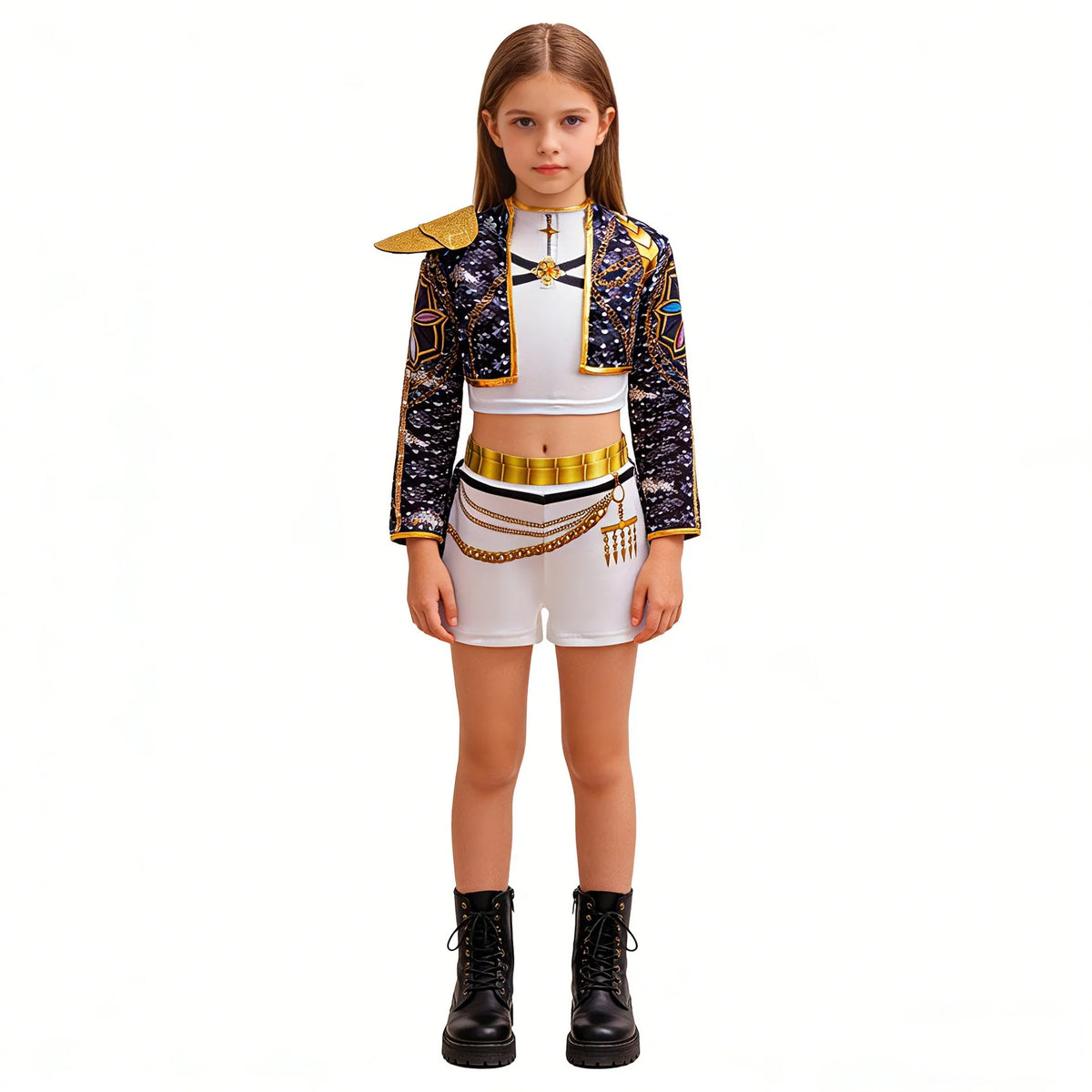 Girls Hip Hop Dance Outfit Set Multi Styles Crop Top Jacket Skirt Shorts Kids Jazz Stage Performance Costume