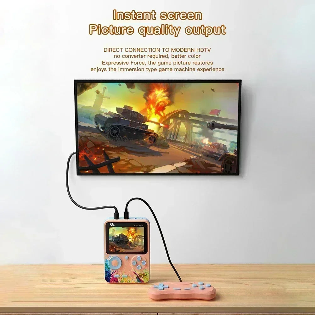 Retro G5 Portable Handheld Game Console 3 0Inch Screen 500 Classic Games Macaron Color 1020mAH Rechargeable Battery Gamepad