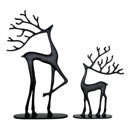 Reindeer Christmas Decor, Resin Reindeer Figurines, Modern Minimalist Xmas Sculpture, Elegant Indoor Holiday Decor