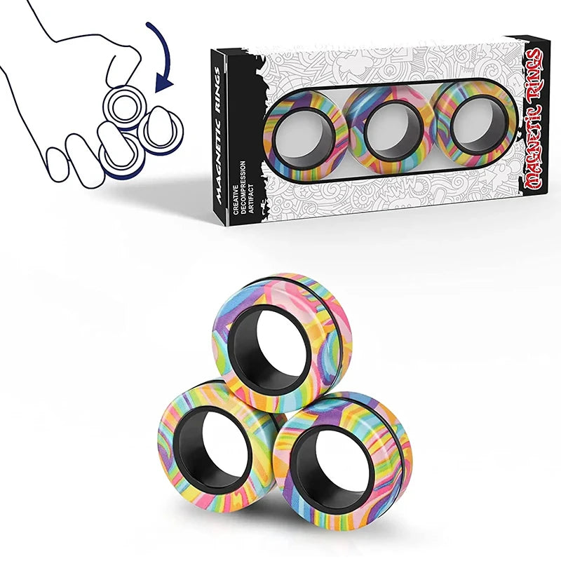 3-Piece Magnetic Ring Fidget Set – Pocket Spinner Toy