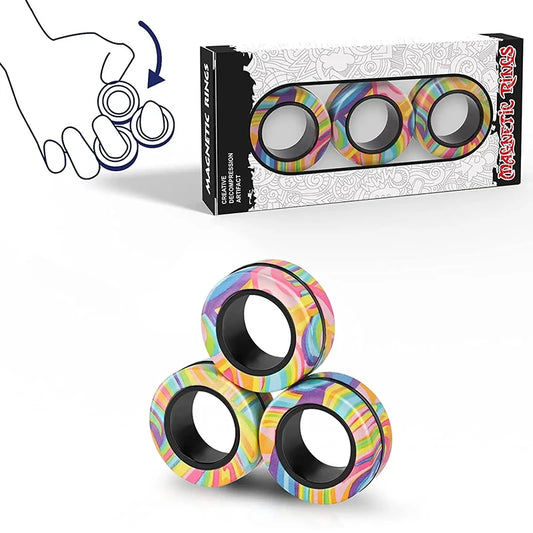 3-Piece Magnetic Ring Fidget Set – Pocket Spinner Toy