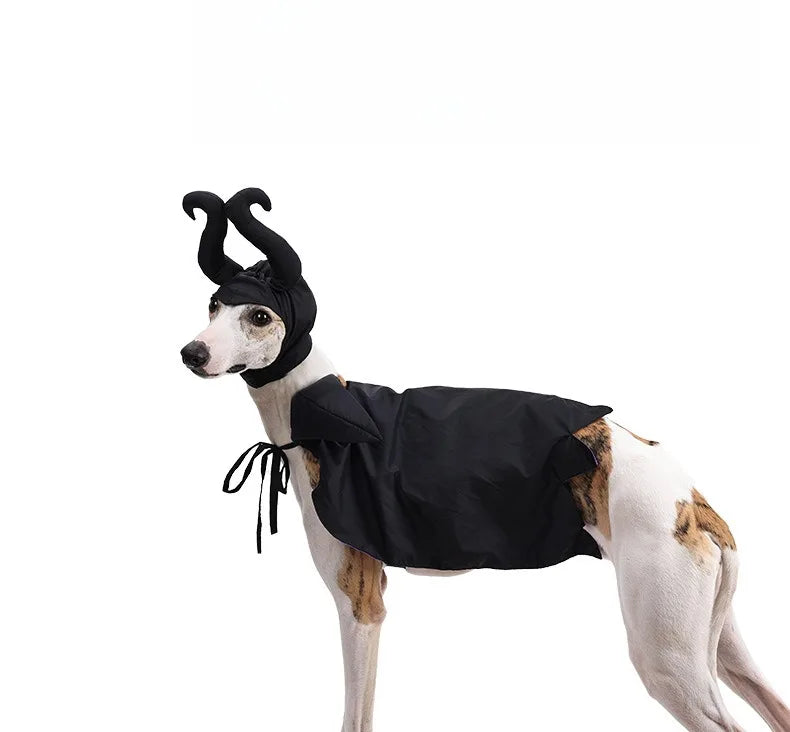 Halloween Dog Cat Costume Hooded Cloak Maleficent Velvet Cape Adjustable Cosplay Party Dress Apparel Funny Witch Holiday Pet