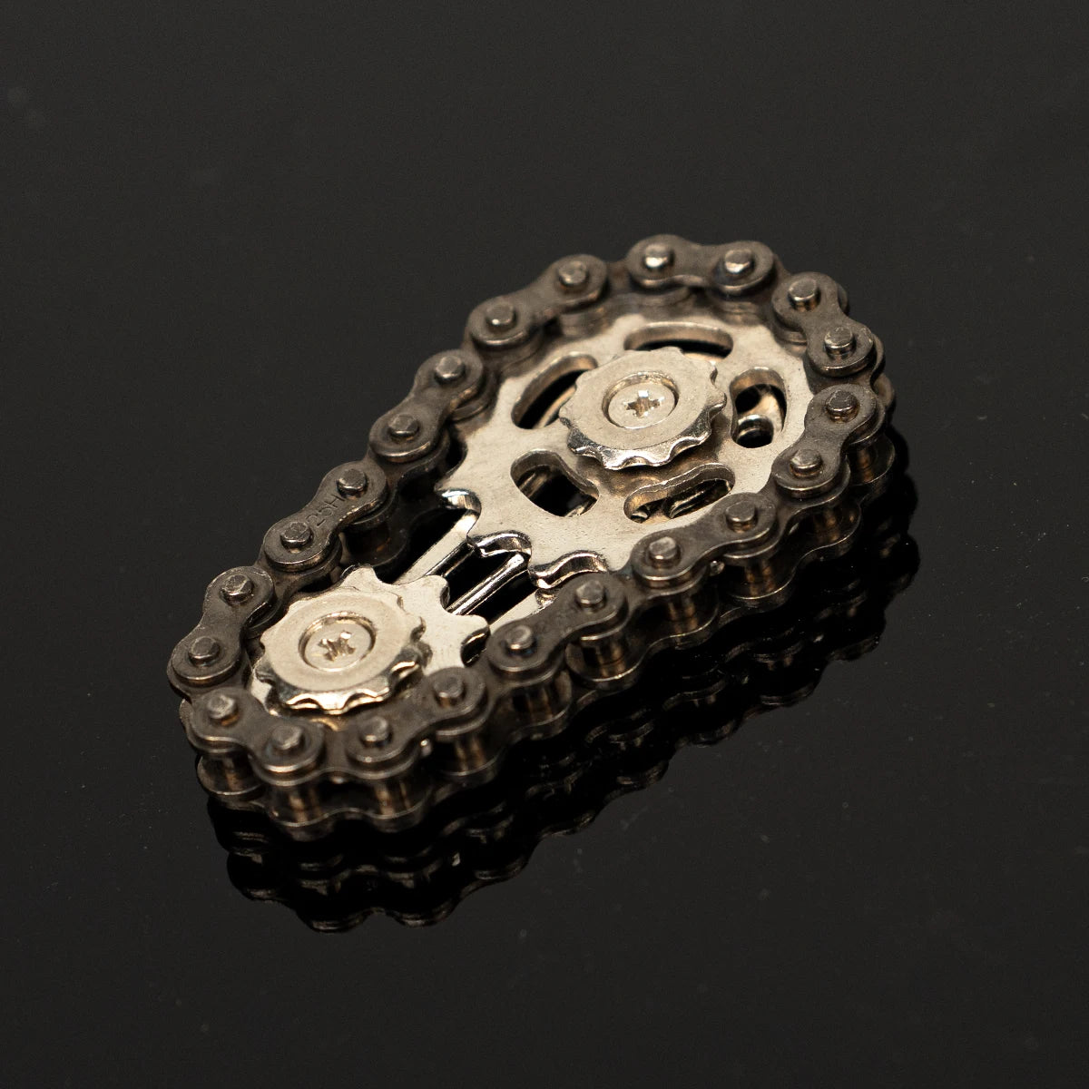 Bicycle Chain Finger Spinner, Silent CNC Machined Stainless Steel Gear Fidget Toy for Adults, Office Stress Relief & Focus Tool,