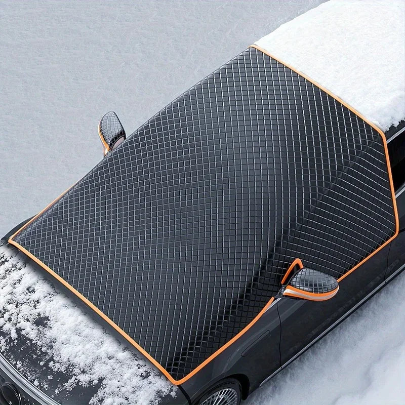 Magnetic Oxford Snow Cover, Thick Frost Guard for All Cars, Easy Install, Durable Winter Ice Protection for Windshield.